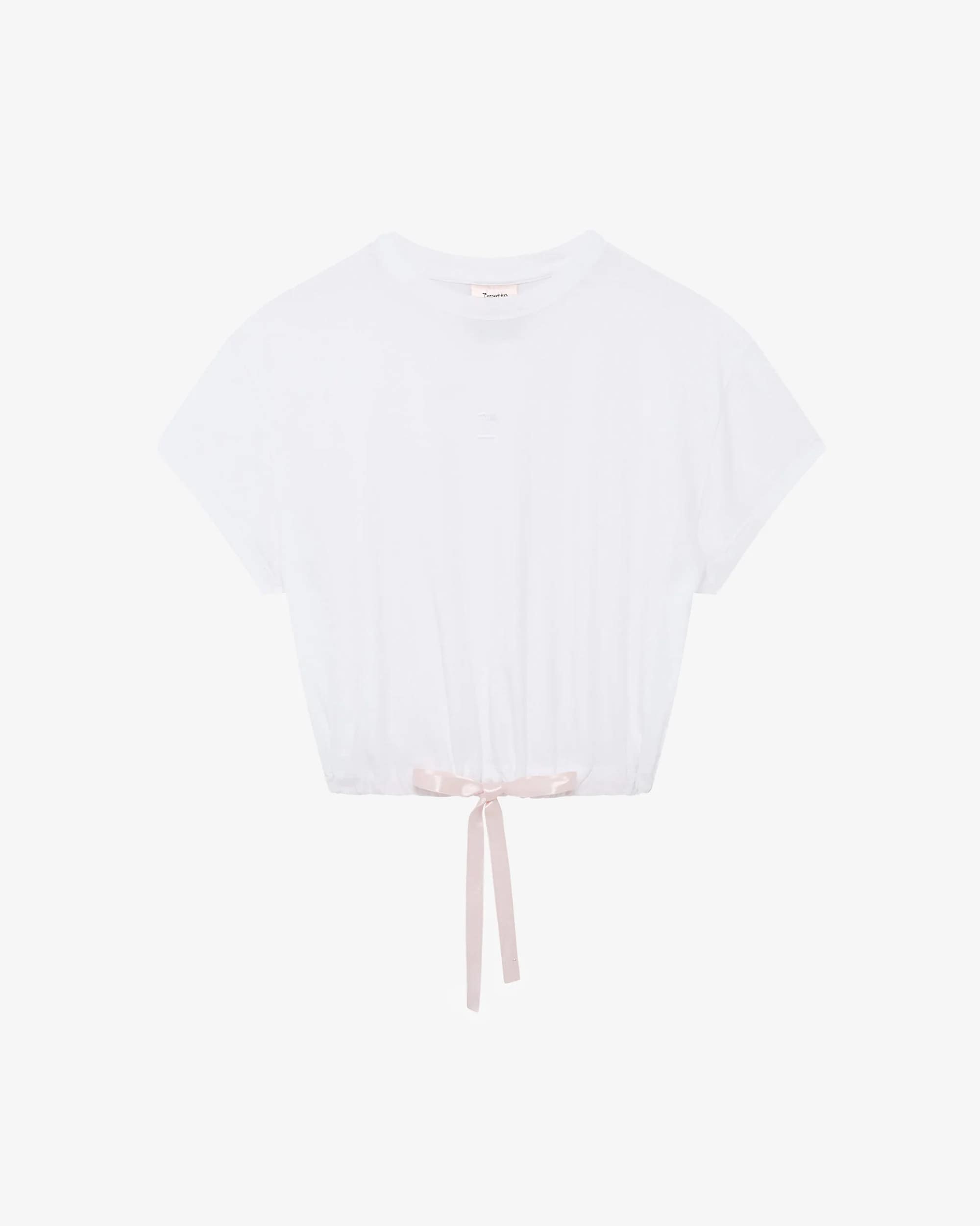 クロップ トップ w/サテンリボン - ブラン クロップ トップ w/サテンリボン - ブラン