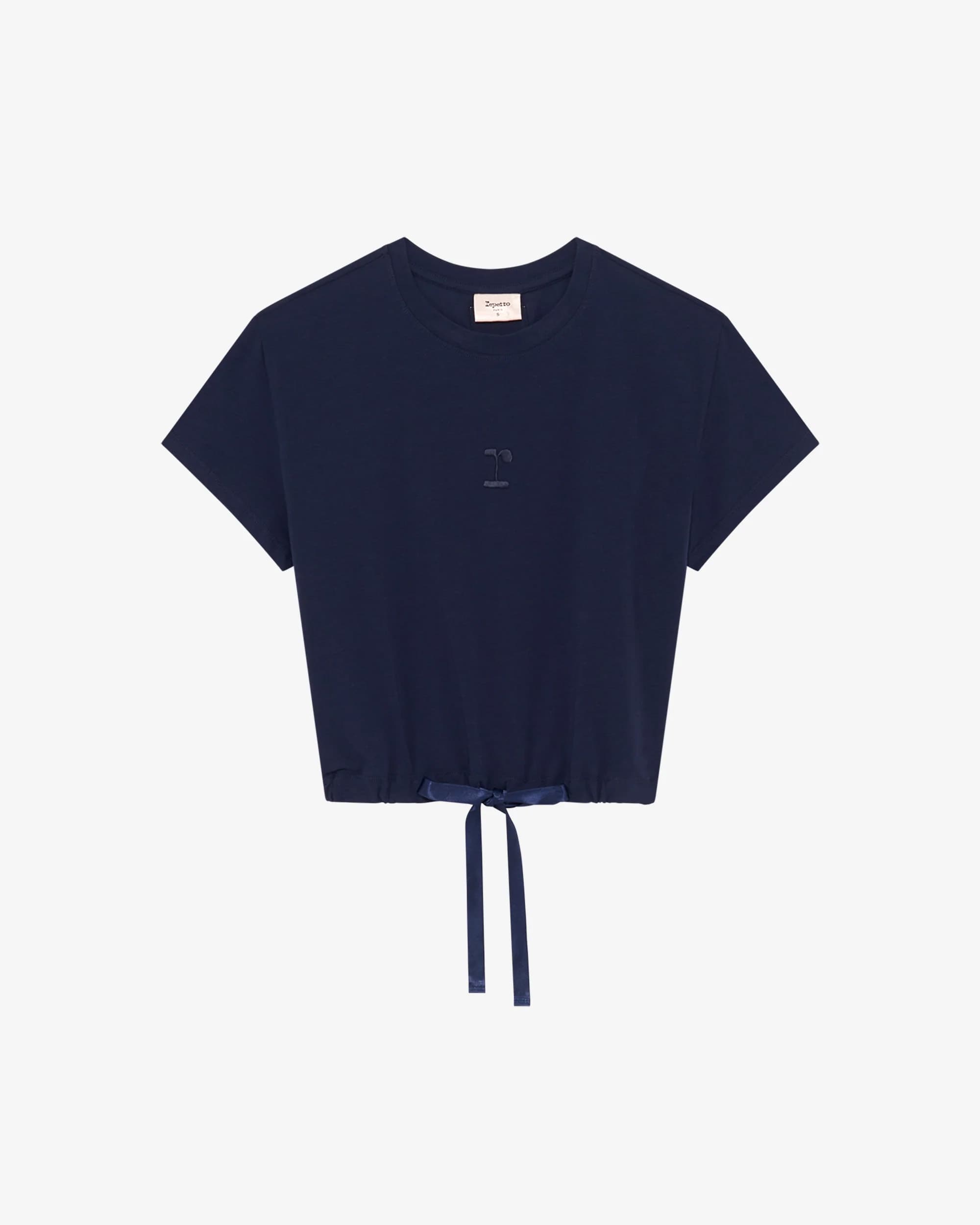 クロップ トップ w/サテンリボン - マリン クロップ トップ w/サテンリボン - マリン